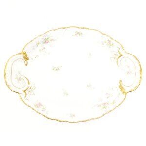 1903 Antique Theodore Haviland Limoges Floral & Gold Hand Painted 18" Platter